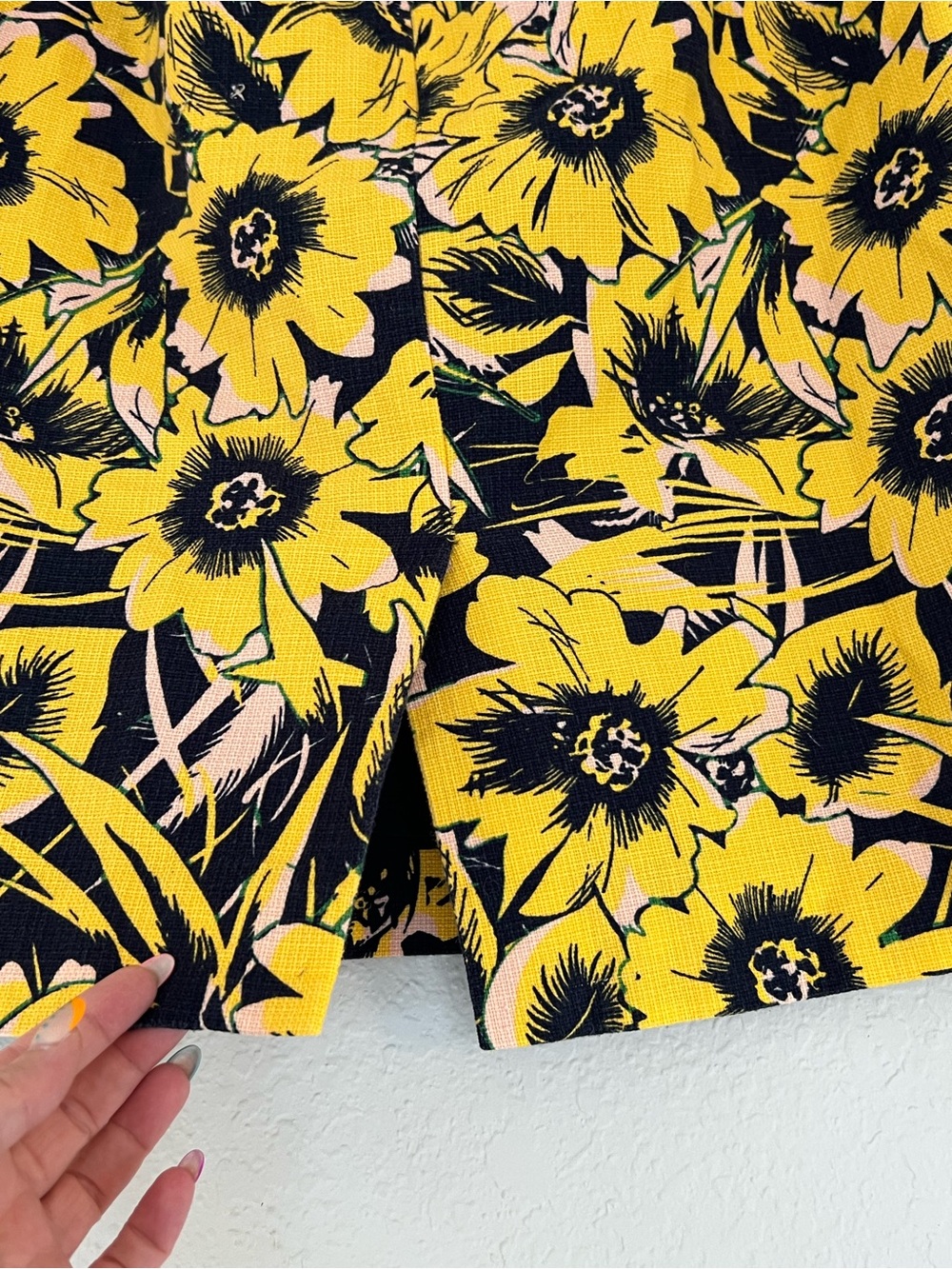 J.Crew Floral Pencil Skirt Size 8 Yellow Black Retro Print - Picture 4 of 7